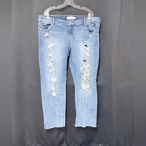 Torrid Distressed Light Blue Boyfriend Jeans Size: 18